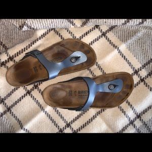 Birkenstock Sandals, Metallic Blue, size 39